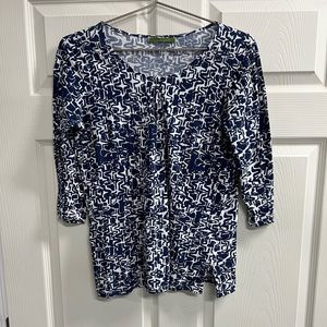 Anthropologie Velvet Black and White Top - Size Medium - EUC